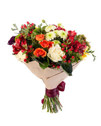 roses and spray chrysanthemums