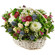basket of chrysanthemums and roses